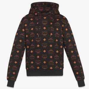 MCM Women's Maxi Monogram Hoodie in Black and Cognac